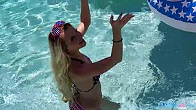 Long-haired blonde Riley gets hard-fucking action at party