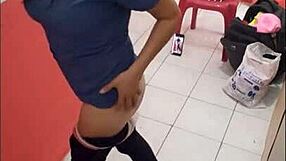 Horny Nurse Shows Ass in Hospital Corridor on Christmas Eve!