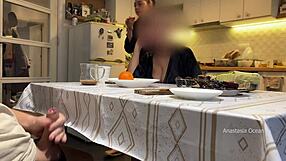 My Husband Jerking Under Table Near Step Mom in Kitchen?