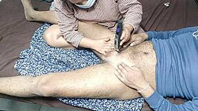 Stepmom helps trim my hair.