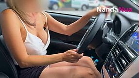 My naughty wife flashed her breasts and teased a gas station attendant. Her public display was daring.