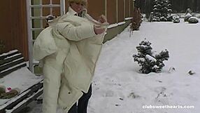 Naked babe fingering tight slit in snowy outdoors! Remastered raw action just hits different!