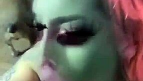 Slutty alien enjoys deepthroat sucking and licking dick.