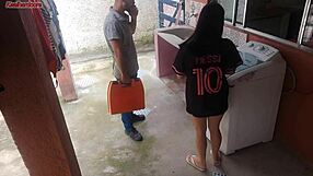 Married woman pays young mechanic to fuck her ass