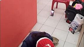 Horny Nurse Shows Ass in Hospital Corridor on Christmas Eve!