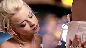 exciting beautiful blowjob girl swallows cum