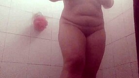 curvy secretary caught cleaning cum from her pussy in the shower