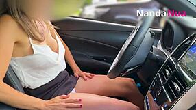 My naughty wife flashed her breasts and teased a gas station attendant. Her public display was daring.