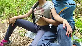 Her juicy pussy makes me cum in public park