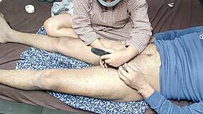 Stepmom helps trim my hair.