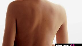 perfect brunette teen striptease session