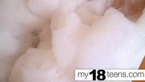 cute teen 18+ babe masturbates in bath with close up pussy orgasm