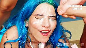 Teen Gets Facial Cumshot In Blowbang Gangbang