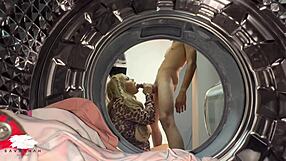 Big tits homemade brunette gets bent over for a hot laundry room fuck