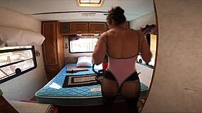 Homemade Mature Milf Shows Fat Ass and Asshole in Thong Leotard Pantyhose Exhibition