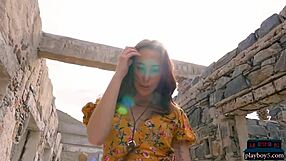 Natural Brunette Milf Babe Willa Prescott Outdoor Striptease