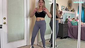 Hey, watch this sexy milf try gym outfits for her curvy body in a hot workout haul!