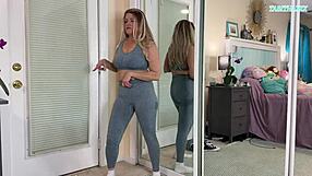 Hey, watch this sexy milf try gym outfits for her curvy body in a hot workout haul!