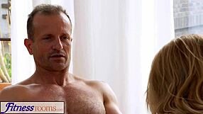 fitnessrooms features a dirty yoga teacher getting handsy with a stunning arab fitness model.