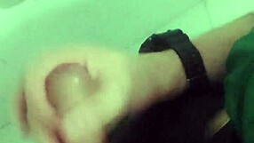 Shopping Mall Guard Masturbates Hard in Bathroom Stall.