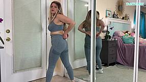 Hey, watch this sexy milf try gym outfits for her curvy body in a hot workout haul!