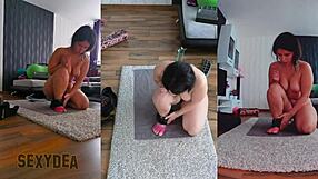 I dive into sensuality with my naked workout, shaking ass in doggystyle. Triple cam view of my curvy goddess body.