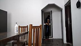 Stepfather watches stepdaughter shake ass in bathroom