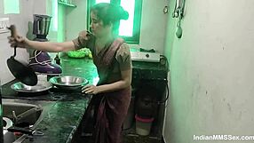 Indian wife bent over in rough kitchen sex with cumshot