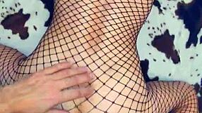 I slowly fucks my skinny wife's ass in mesh stockings, oh god...