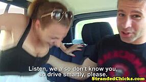 i'm hitchhikin' with this couple and they start fuckin' while i film it, blowjob and all