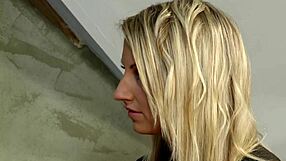 Is this blonde beauty mom fucking in stockings and heels on bed?