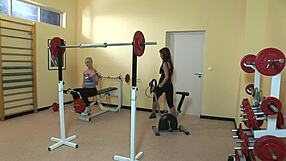 Italian Sluts Get Trained In Lesbian Cunilingus At The Gym!