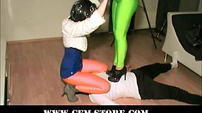 Femdom slave endures face sitting and food humiliation in fetish session