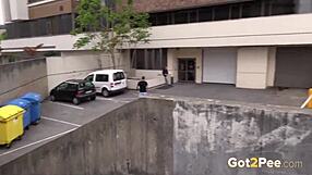 Look at these teens and dames getting pissy and wet outdoors!