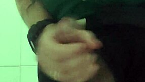 Shopping Mall Guard Masturbates Hard in Bathroom Stall.