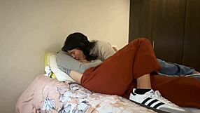 latina girlfriend consoles with licking