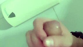 Shopping Mall Guard Masturbates Hard in Bathroom Stall.