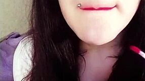 Backstage of hot brunette