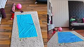 Get fit and frisky with dual cam naked workout, spreading that big ass! 💪🍑