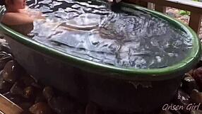 Sakura enjoys hot springs with nacchi babe