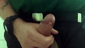 Shopping Mall Guard Masturbates Hard in Bathroom Stall.