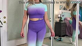 Hey, watch this sexy milf try gym outfits for her curvy body in a hot workout haul!