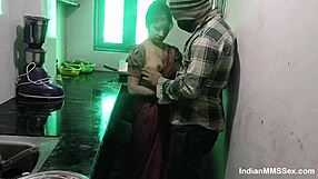 Indian wife bent over in rough kitchen sex with cumshot