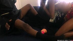 Small 18+ dick teen competes with big dick in fmm 3sum blowbang