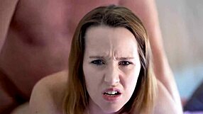 WATCH THIS HOT BRUNETTE GET FUCKED DOGGYSTYLE ON THE BED BY HER NEIGHBOR!