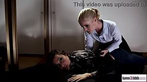 dominant lesbian cop gets rimmed by submissive captive in fetish scene