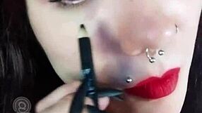 Backstage of hot brunette