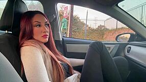 Italian Long Hair Milf Enjoys Smoking Fetish Session In Car With European Charm