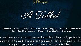 Sur une table - Audio français, session de femdom de traite pour sissy