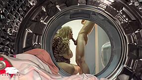 Big tits homemade brunette gets bent over for a hot laundry room fuck